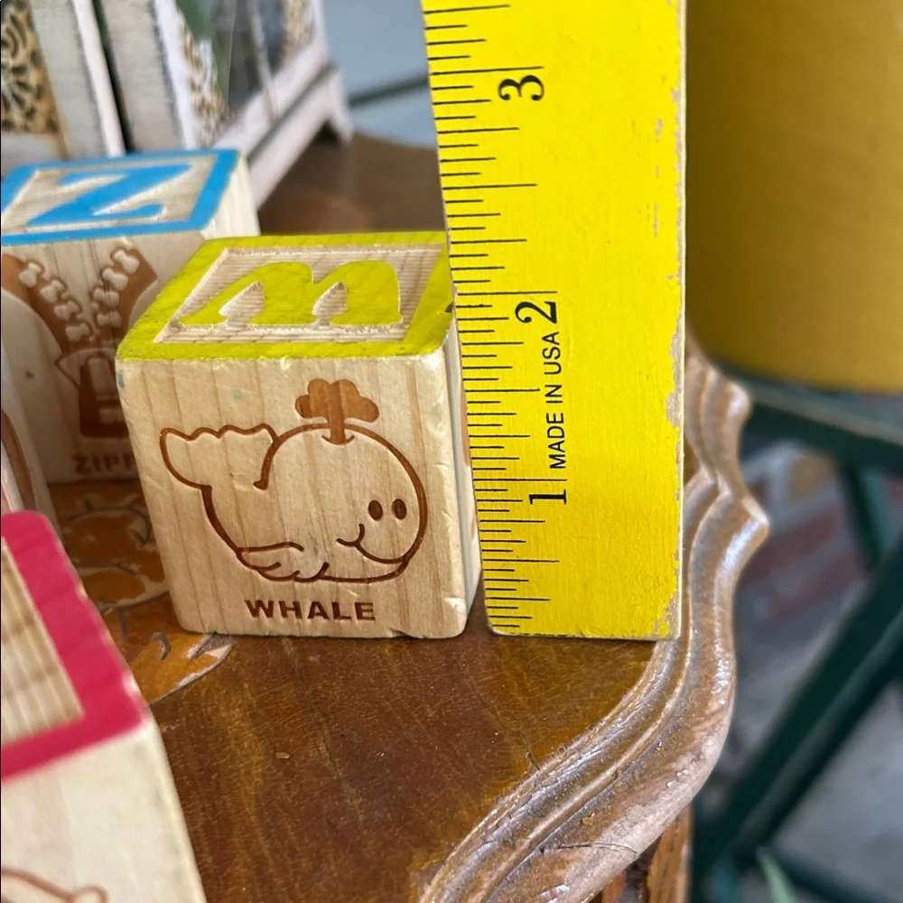 Vintage Wooden Alphabet Building Blocks